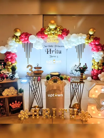 The full setup for the elegant 3rd birthday party.