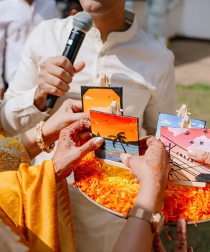 More photos of the hand-painted mini canvases from my wedding. It was so special to give my guests something made with love.