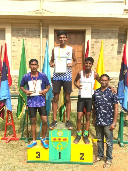 The podium for one of the track events, with our athlete Jordan taking the top spot.