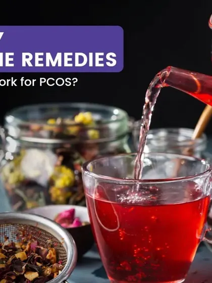 A visual post questioning the efficacy of home remedies for treating PCOS.