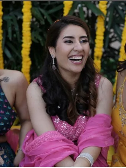 A collection of my brides looking stunning for their reception, sangeet, and cocktail parties. Each look is customized to match their outfit and personality.