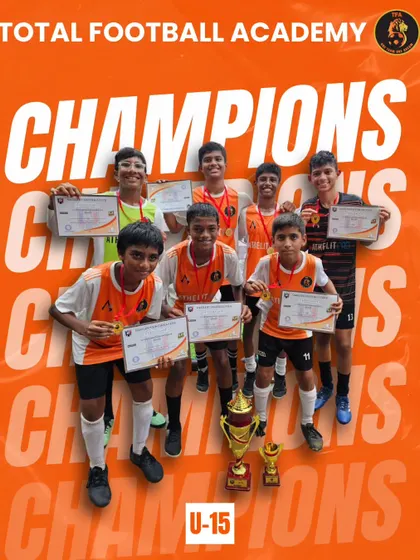 The U15 team proudly displaying their certificates and trophy after winning the Dazzlers Futsal Cup 2024.