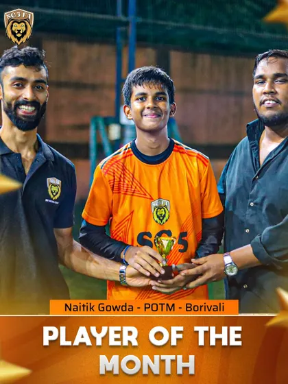 Naitik Gowda proudly accepts his Player of the Month award. We ensure that hard work is always seen and celebrated at SG5.