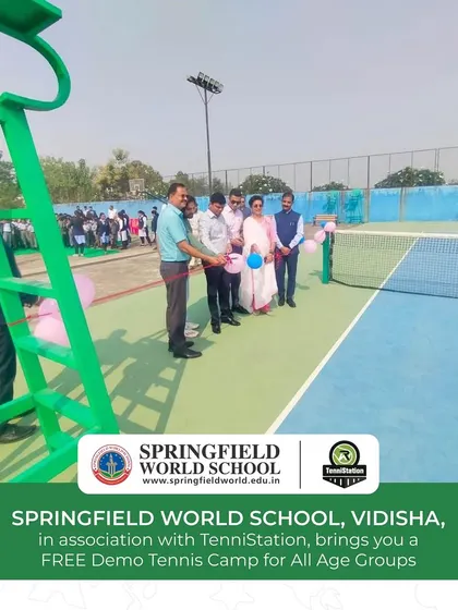 The official inauguration of our tennis camp at Springfield World School, Vidisha. We are committed to making professional tennis coaching accessible through school partnerships.