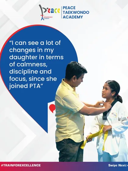 A parent notes the positive changes in her daughter's calmness, discipline, and focus since joining our academy. These are the life skills that Taekwondo helps build.