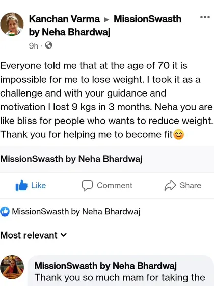 Kanchan Ma'am's words are a powerful reminder that it's never too late for a healthy change. At 70, she took on the challenge and lost 9 kgs, proving that with the right guidance, anything is possible.