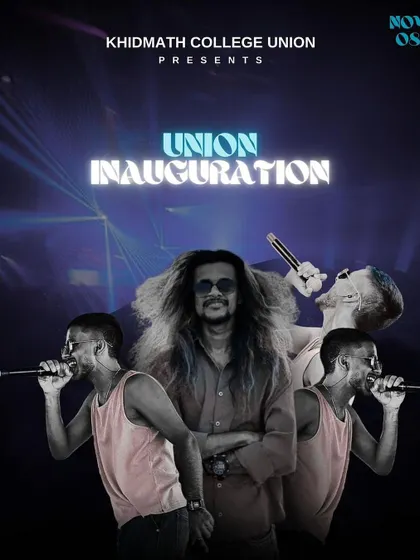A stylized poster for a college union inauguration, showcasing my on-stage persona.