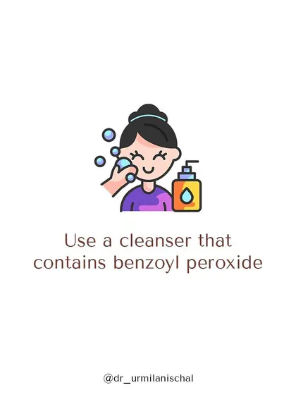 A key step in fighting body acne is using the right cleanser. I recommend a body wash containing benzoyl peroxide, which has powerful antibacterial properties to kill acne-causing bacteria on the skin.
