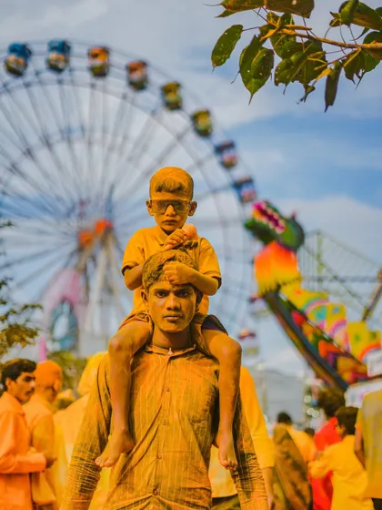 A series of striking portraits from the Pattan Kodoli festival. Each face tells a story, covered in the golden 'Bhandara' powder, reflecting deep faith and tradition.