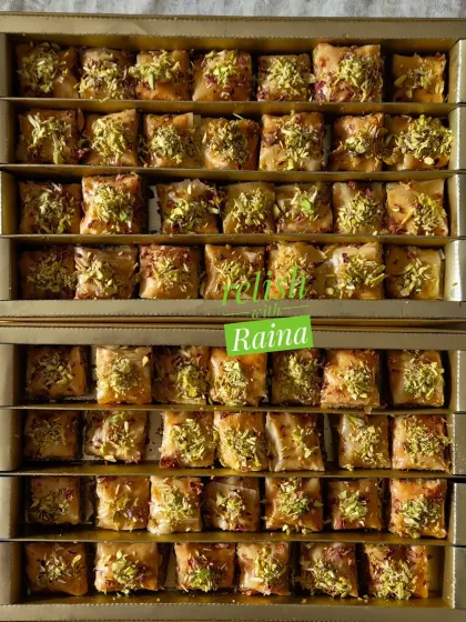 Two large boxes of my Square Baklava, ready for a party. The aroma of baked nuts and honey fills my house every time I make these.