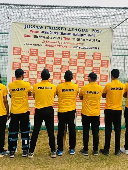 The back of our jerseys, showing the names of our team members, ready for the Jigsaw Cricket League.