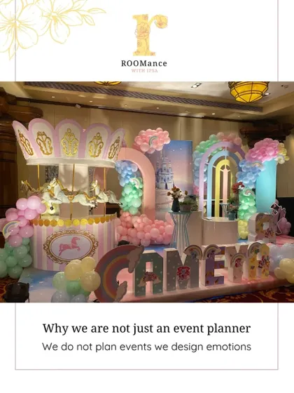 We don't just plan events, we design emotions. This image of a grand carousel party captures our mission to create feelings and memories, not just beautiful spaces.