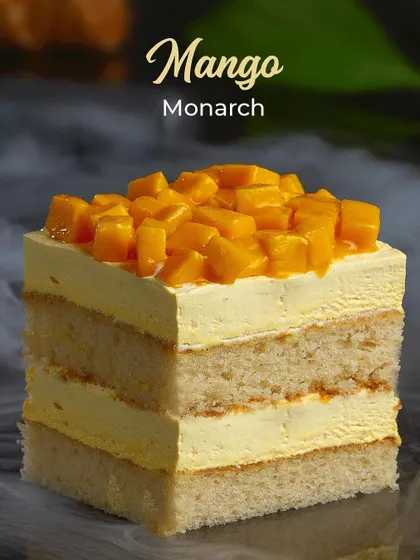 Another view of the Mango Monarch ice cream cake, a true king of our summer menu.