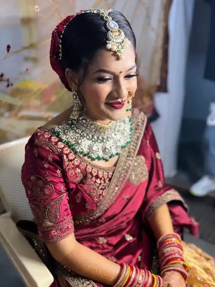 The complete look, with the bride looking absolutely radiant and happy.