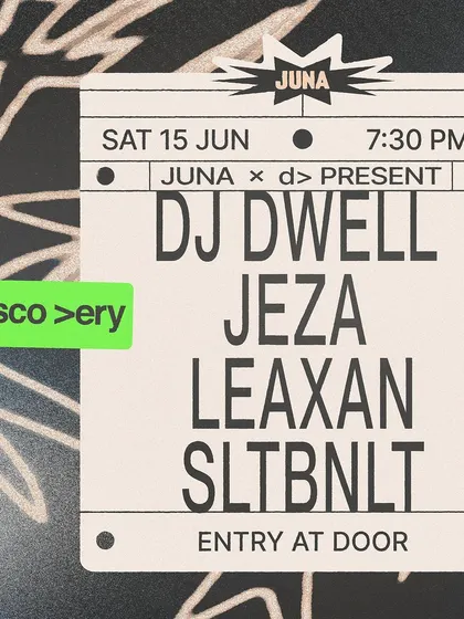 The poster for my gig at Juna, Goa, for a night of hip hop, funk, and disco.