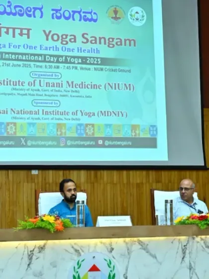 On a panel at Yoga Sangam, discussing the theme "Yoga For One Earth One Health." These discussions are vital for promoting an integrated approach to global wellness.