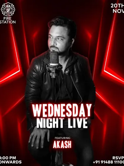 Get ready for an electrifying Wednesday night with Akash. Let the music take over and your midweek blues melt away.
