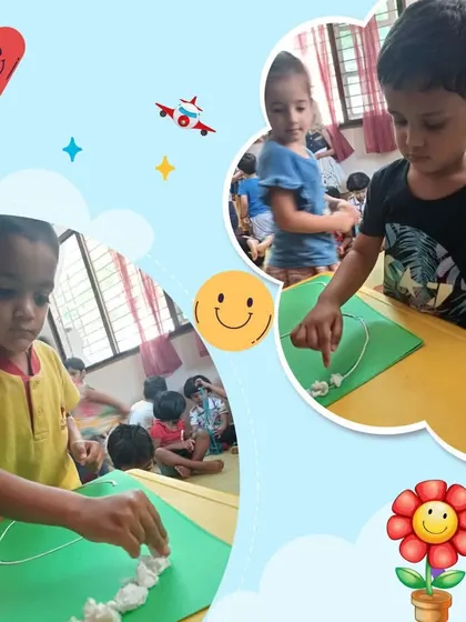 Children are focused and engaged while tracing letter outlines with soft materials. This activity is designed to make phonics fun and accessible for our youngest learners.