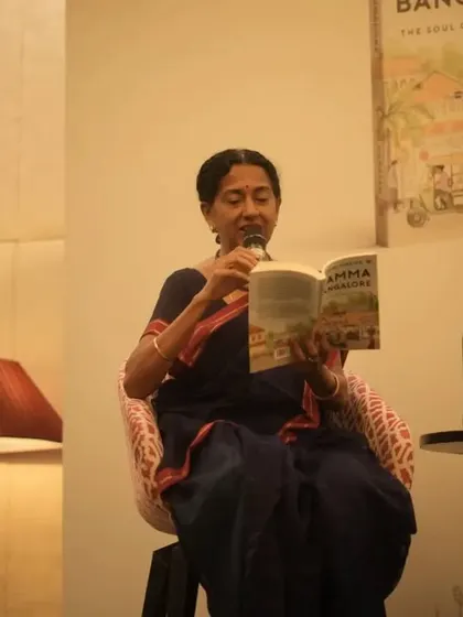Renowned philanthropist Rohini Nilekani reads a passage from the book during the launch event. We provide the stage and setup for elegant presentations.