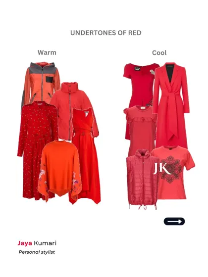 Every color has warm and cool versions. This visual guide shows the undertones of different colors like red, yellow, green, and blue, helping you train your eye to see the difference when you're shopping.