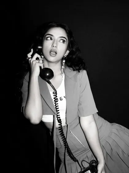 A playful black and white shot from the GQ India shoot. Using props like this vintage phone helps to build a narrative and add personality to the editorial story.
