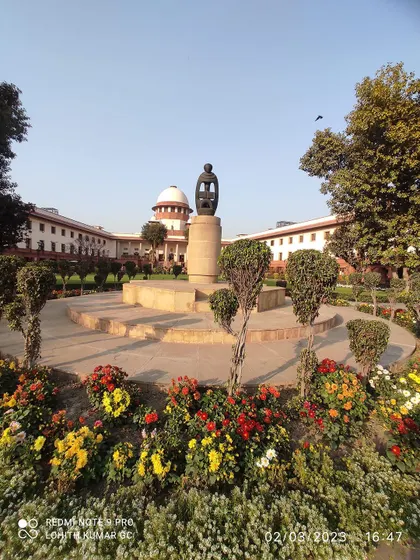 The beautiful gardens of the Supreme Court of India, a place of contemplation before heading into court.