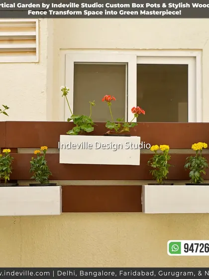 A duplicate image of the modern vertical garden with white box planters.