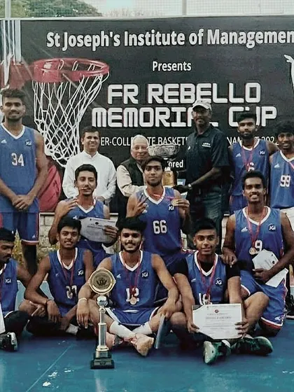 The Jain University team as winners of the FR Rebello Memorial Cup.