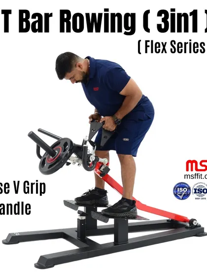 The close V-grip handle in action, ideal for targeting the middle back muscles for thickness.