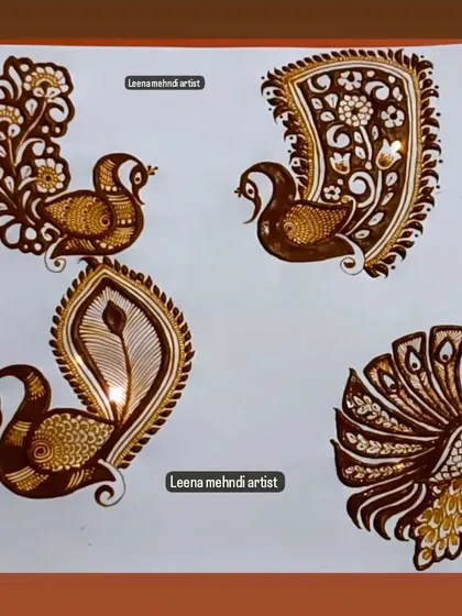 A collection of four different peacock designs. In my classes, you'll learn to draw peacocks in various styles, from simple to highly detailed.