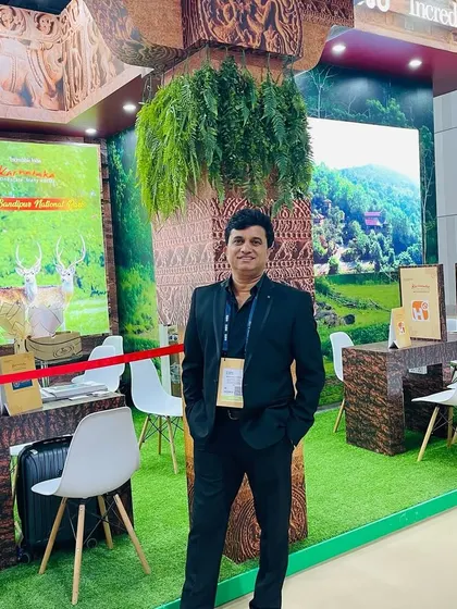 A closer look at our booth at ATM Dubai. We are dedicated to promoting Ayurvedic wellness travel on an international stage, inviting the world to experience authentic Indian healing.