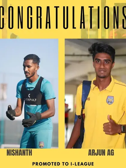 Another proud moment as our boys Arjun AG and Nishanth are promoted to the I-League after winning the 2nd division with Sporting Club Bengaluru.