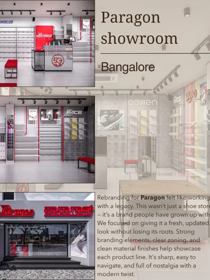 A project summary for the Paragon showroom rebranding. We focused on giving the legacy brand a fresh, modern look with strong branding elements and clean material finishes.
