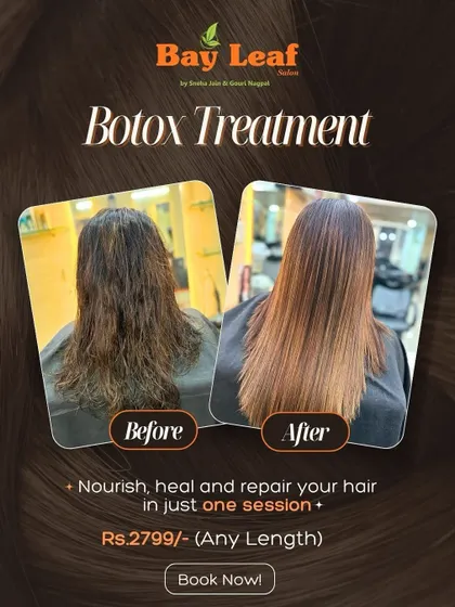 In just one session, our Hair Botox treatment nourishes, heals, and repairs damaged hair. You can see the immediate difference as we eliminate frizz and restore a healthy, smooth finish.