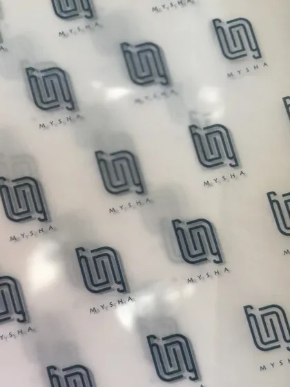A close-up shot of the custom wrapping paper, highlighting the texture and print quality.
