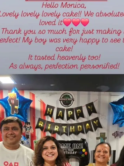"As always, perfection personified!" A review from a happy family for their son's Minecraft-themed cake.