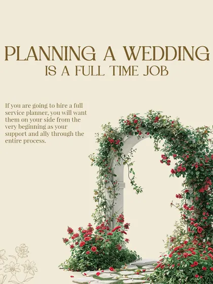 Planning a wedding is a full-time job. By hiring me from the beginning, you get a dedicated ally to support you through the entire process.