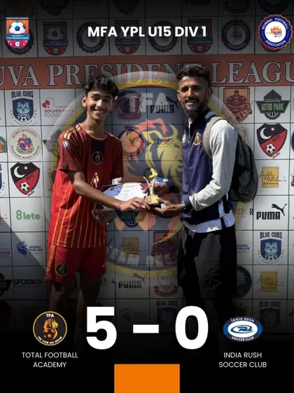 A solid 5-0 victory for our U15 team against India Rush Soccer Club in the MFA YPL.