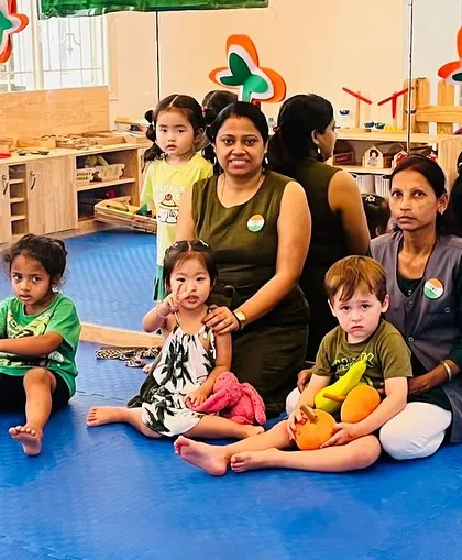 Our green-themed class group for the Independence Day celebration.
