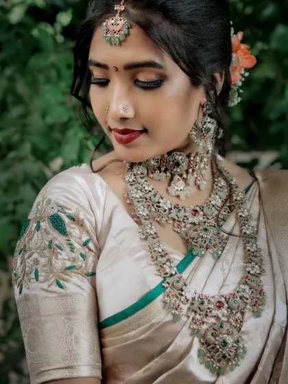 A closer look at the elegant blouse embroidery and how it pairs with the chosen Victorian jewellery. I always recommend bringing your outfit for the perfect match.