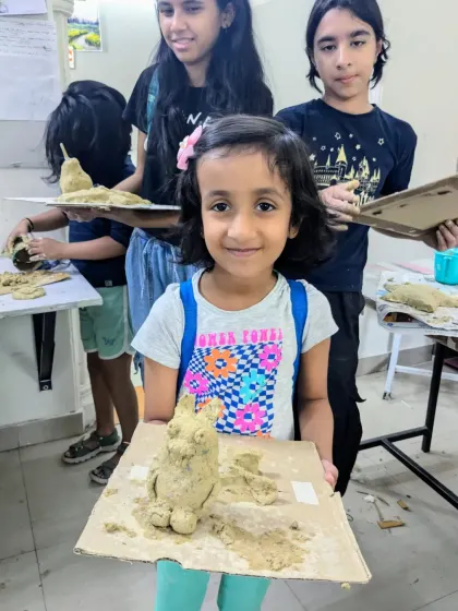 You are never too young to start creating. Meera, at just five years old, was so proud of the four different papermache pieces she made all by herself during our workshop.