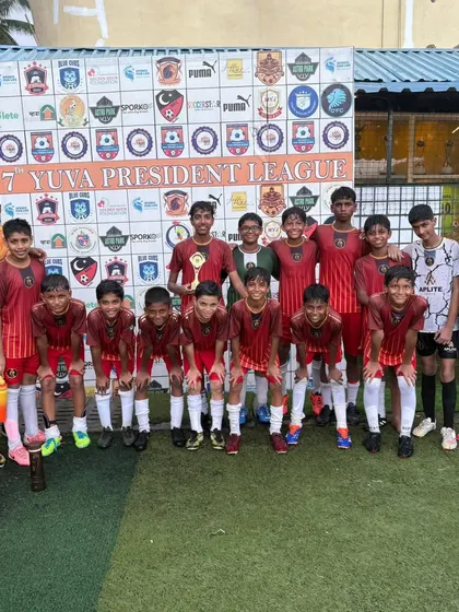 Our MFA YPL U13 team celebrating their spot in the semi-finals.