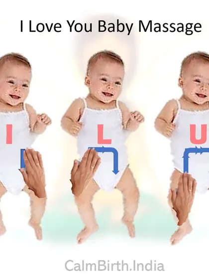 Here is a clear visual guide to the 'I Love You' infant bonding massage. I walk parents through these 'I', 'L', and 'U' strokes, which help calm a gassy or fussy baby. It's a simple yet profound way to say 'I love you' through touch.