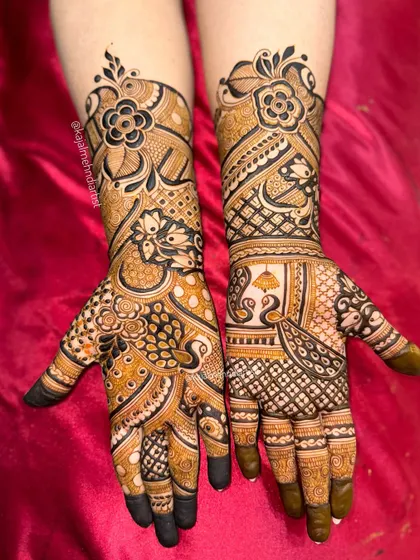 Celebrating an engagement with this special design for a lovely bride. I combined traditional Indian patterns with bold floral work and delicate peacock details to create a full and festive look for her big day.