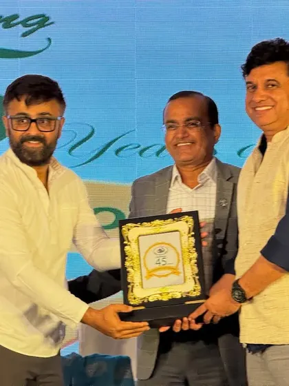 Our director receiving an award at the 45-year celebration of Jungle Lodges & Resorts. This recognition highlights our contribution to eco-tourism and wellness in Karnataka.