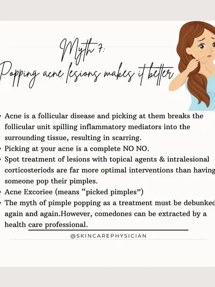 Popping pimples can worsen inflammation and lead to permanent scarring. This infographic explains why picking is a complete no, and how professional spot treatments are a much safer and more effective option.