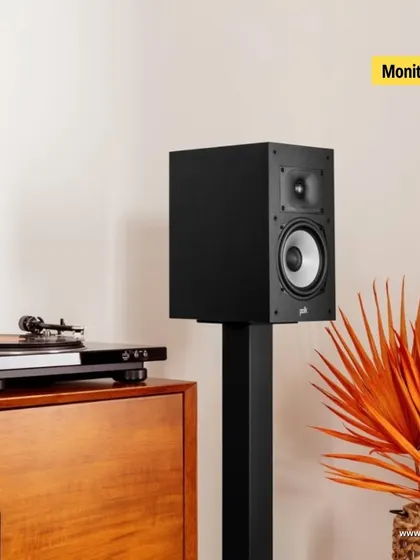 The Polk Monitor XT20 bookshelf speaker, delivering rich, detailed, and immersive sound that seamlessly complements any decor while providing high-performance audio.