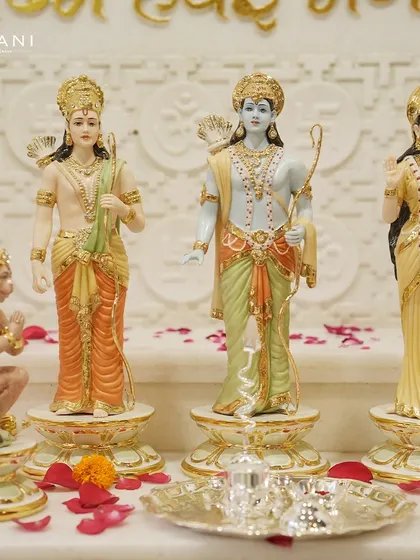 I was thrilled to see my exclusive Ram Darbar collection featured in this beautiful mandir setup. Each porcelain figure of Lord Ram, Mata Sita, Lakshman, and Hanuman is crafted to radiate devotion, grace, and serenity.