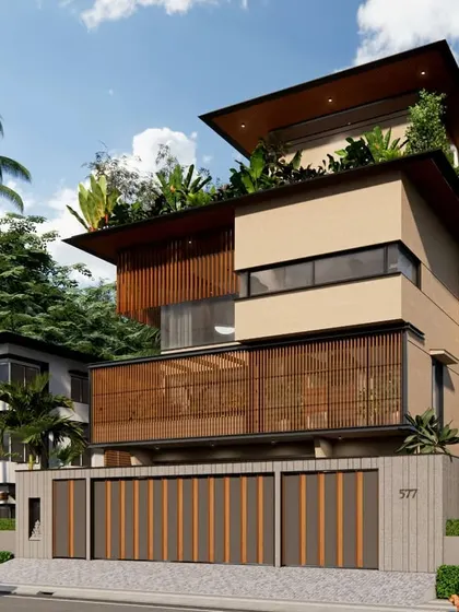A full street view of the 18th Avenue House, demonstrating how the structure commands a presence while being thoughtfully integrated with its surroundings.