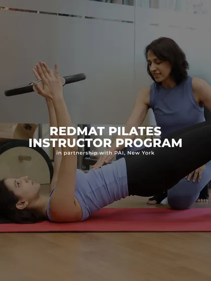 My instructor program, in partnership with PAI, New York, is your path to a global career. This image captures the essence of my hands-on teaching style during a mat course.
